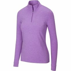 Greg Norman Women's Heathered Comfort Stretch 1/4 Zip Pullover 2021 -Golf Clubs Shop 070 20sugar 20plum 20copy
