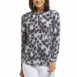 IBKUL Women's Le Leopard Print Long Sleeve Mock Top - 10752 -Golf Clubs Shop 10752 20black