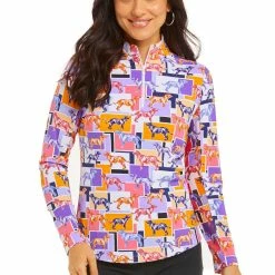 IBKUL Women's Rodmodog Print Long Sleeve Mock Top - 10756