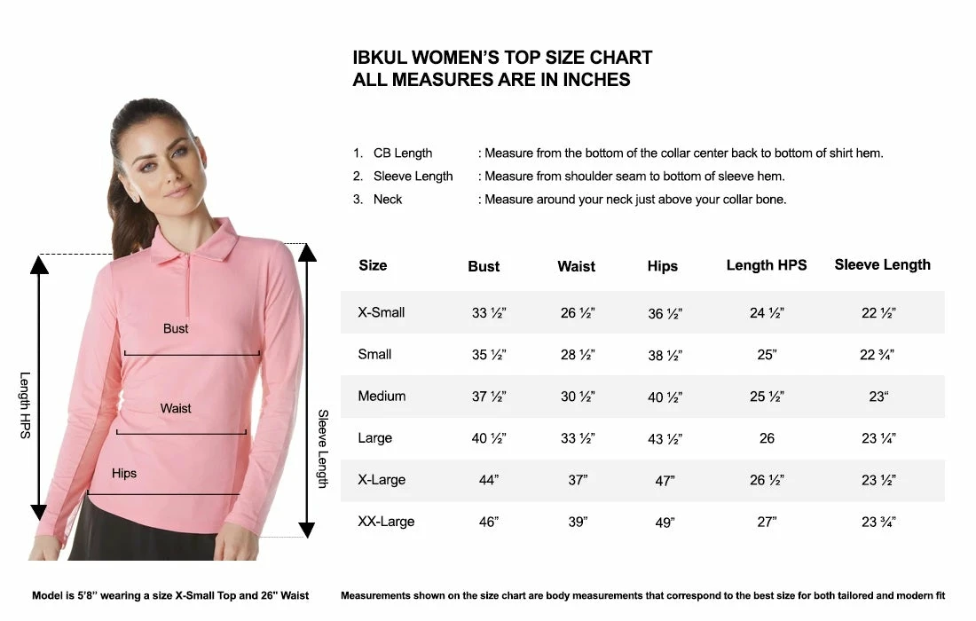 IBKUL Women's Jovanna Print Long Sleeve Zip Mock Neck - 10183 4 IBKUL Women's Jovanna Print Long Sleeve Zip Mock Neck - 10183 - Image 2