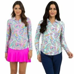 IBKUL Demi Print Adjustable Long Sleeve Zip Polo - 48187 7 IBKUL Demi Print Adjustable Long Sleeve Zip Polo - 48187 -Golf Clubs Shop 48187 20candy