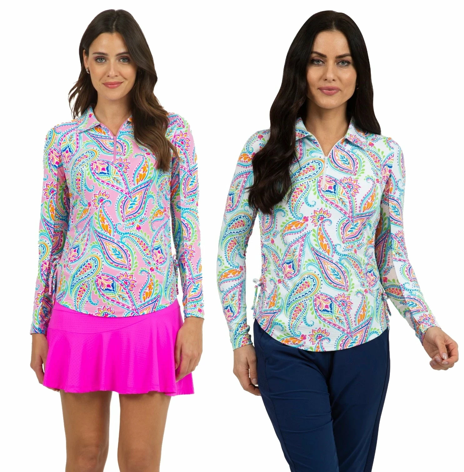 IBKUL Demi Print Adjustable Long Sleeve Zip Polo - 48187 5 IBKUL Demi Print Adjustable Long Sleeve Zip Polo - 48187 - Image 3