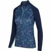 Greg Norman Women's Solar XP Monet Print 1/4 Zip Stretch Mock Pullover -Golf Clubs Shop g2f22k481 2 nvy 30489