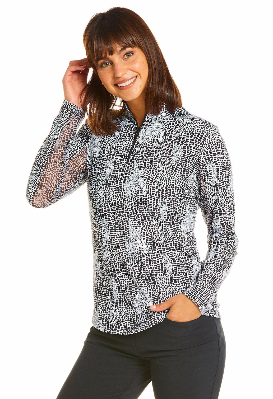 IBKUL Women's BTB Snake Print Long Sleeve Mock 4 IBKUL Women's BTB Snake Print Long Sleeve Mock - Image 2