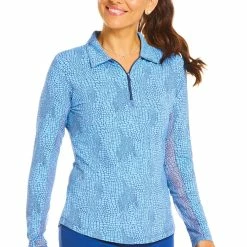 IBKUL Womens BTB Snake Print Long Sleeve Polo