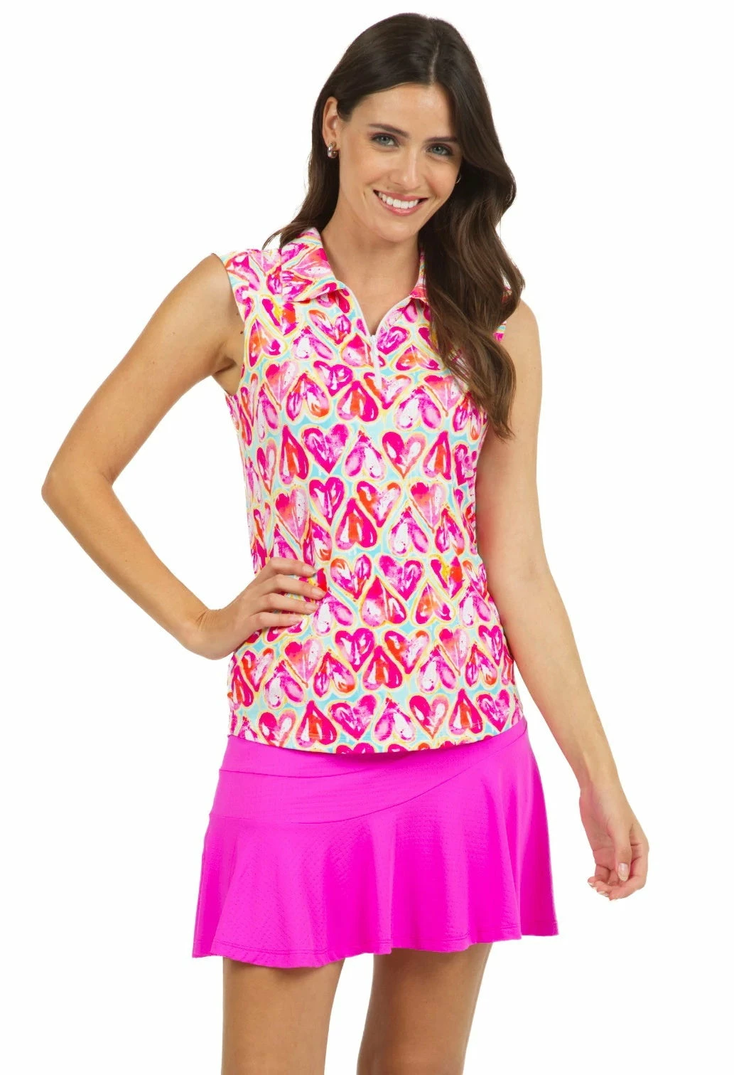 IBKUL Women's Aubrey Print Sleeveless Polo - 14188 3 IBKUL Women's Aubrey Print Sleeveless Polo - 14188