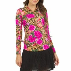 IBKUL Women's Jovanna Adjustable Long Sleeve Zip Polo - 48183