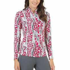 Ibkul Women's Kamila Print Long Sleeve Mock Neck Top - 10262
