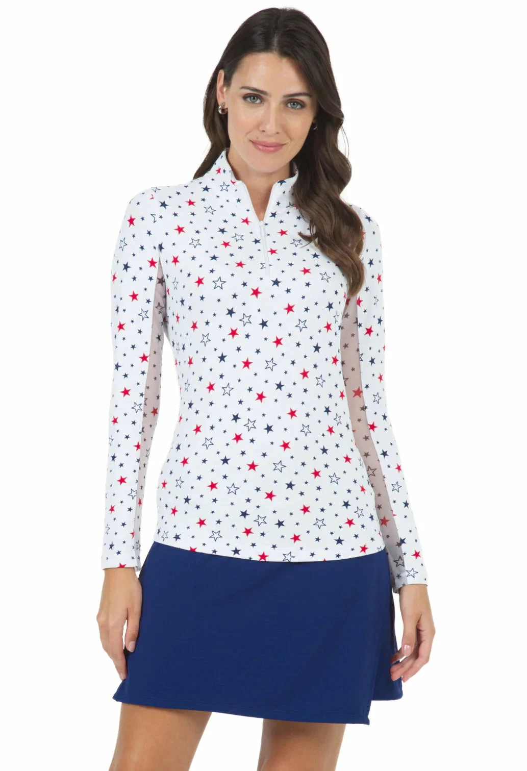 Ibkul Women's Celebration Print Long Sleeve Mock Neck Top - 10270 4 Ibkul Women's Celebration Print Long Sleeve Mock Neck Top - 10270 - Image 2