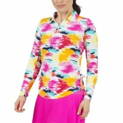 IBKUL Women's Matilda Long Sleeve Zip Mock Neck - 48263