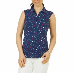 IBKUL Women's Celebration Print Sleeveless Polo - 14270