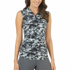 IBKUL Women's Camo Print Sleeveless Polo - 14271